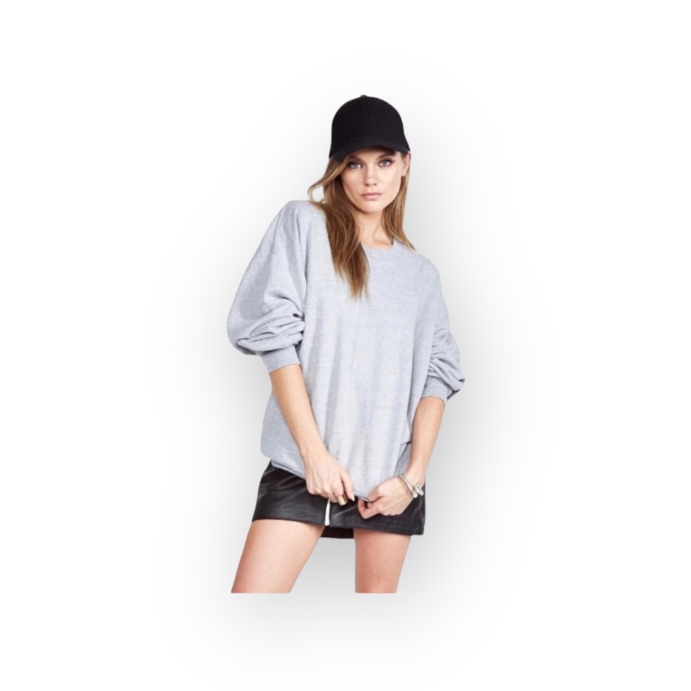 new Michael Lauren ✶ Baggy Boyfriend Oversize Pullover Sweatshirt ✶ Heather Grey - Picture 2 of 11